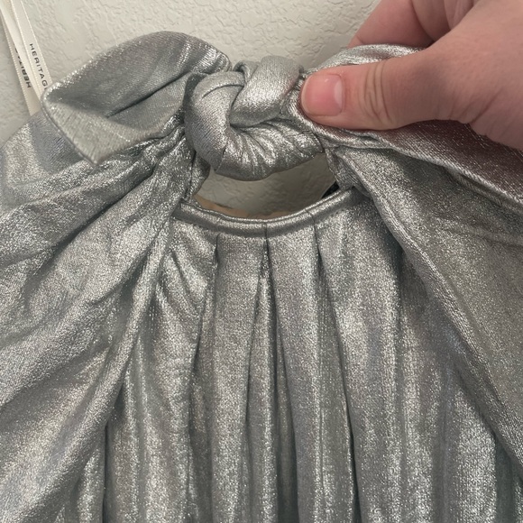 NWT Halston Heritage Strapless Metallic Silver Formal Ball Gown Dress Size 8 - Picture 8 of 15